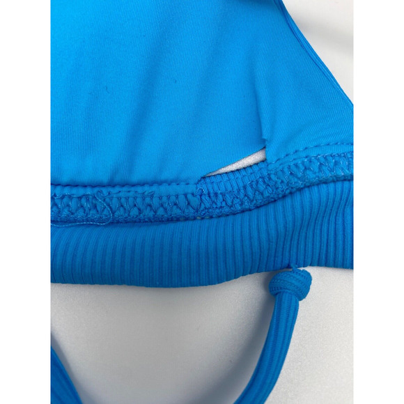 Becca Bikini Top Women's Sz M Bra Swimwear Ribbed Blue Removable Pads NWT - Picture 8 of 10